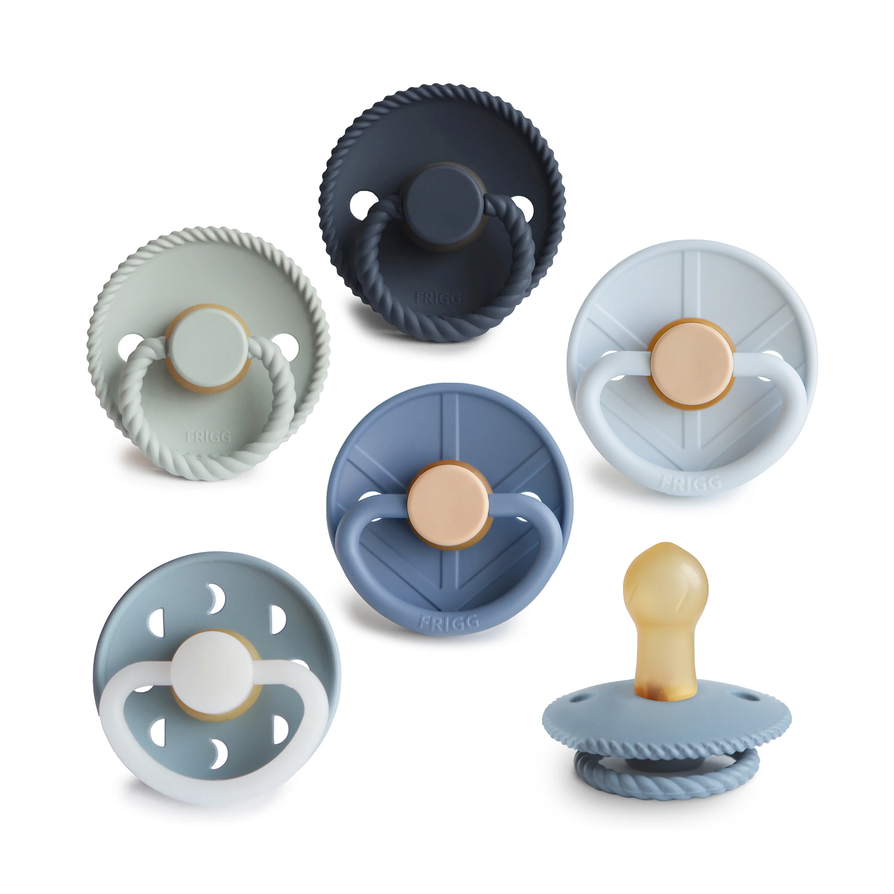 World-Class mushie FRIGG Natural Rubber Pacifier – BPA- 6-Pack Traditional