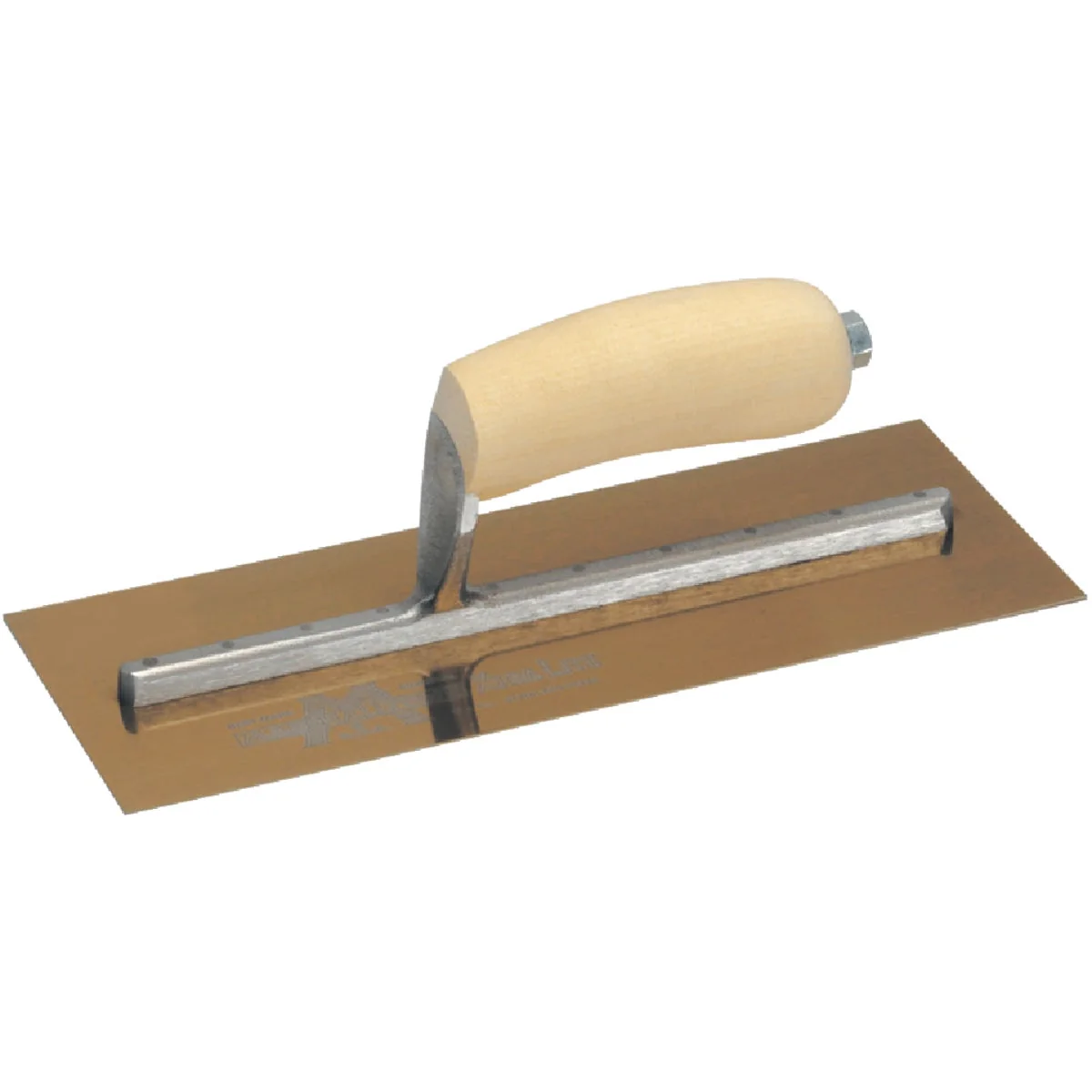 Premium Marshalltown 4-1 2 In. x 11 In. Golden Stainless Steel Finishing Trowel with Curved Wood Handle Stylish