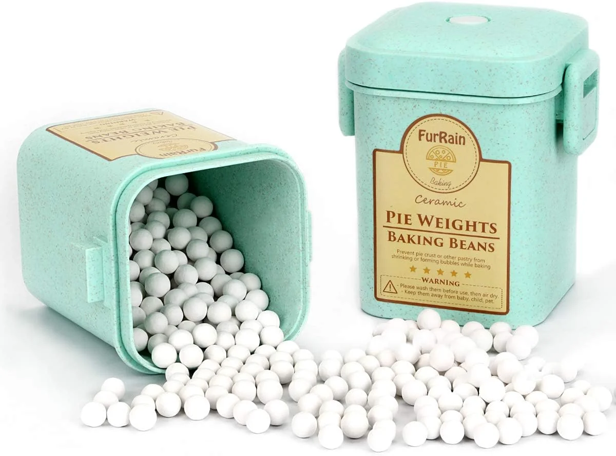 Elite Ceramic Pie Weights Reusable 10mm Baking Beans Pie Crust Weights Natural Ceramic Stoneware with Wheat Straw Container Eco-Friendly