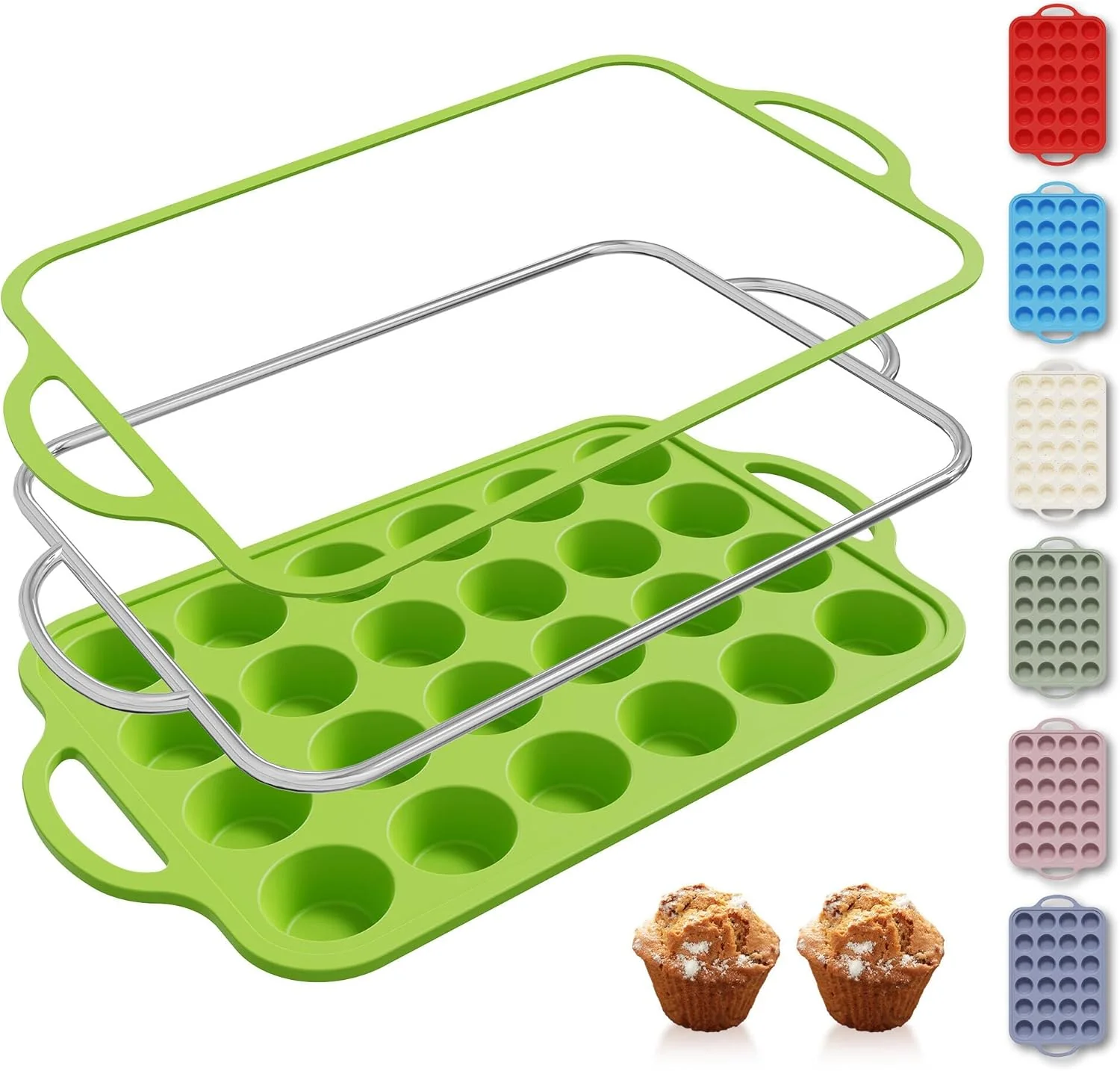 Recyclable 24 Cups Silicone Muffin Pan with Metal Reinforced Frame Cupcake Tray Egg Mold Great Grandma Christmas Xmas Birthday Mother Gifts Ideas Grandmother Gigi Granny Nana Glamma Mawmaw Yaya AAbuelita Mamaw Comfortable