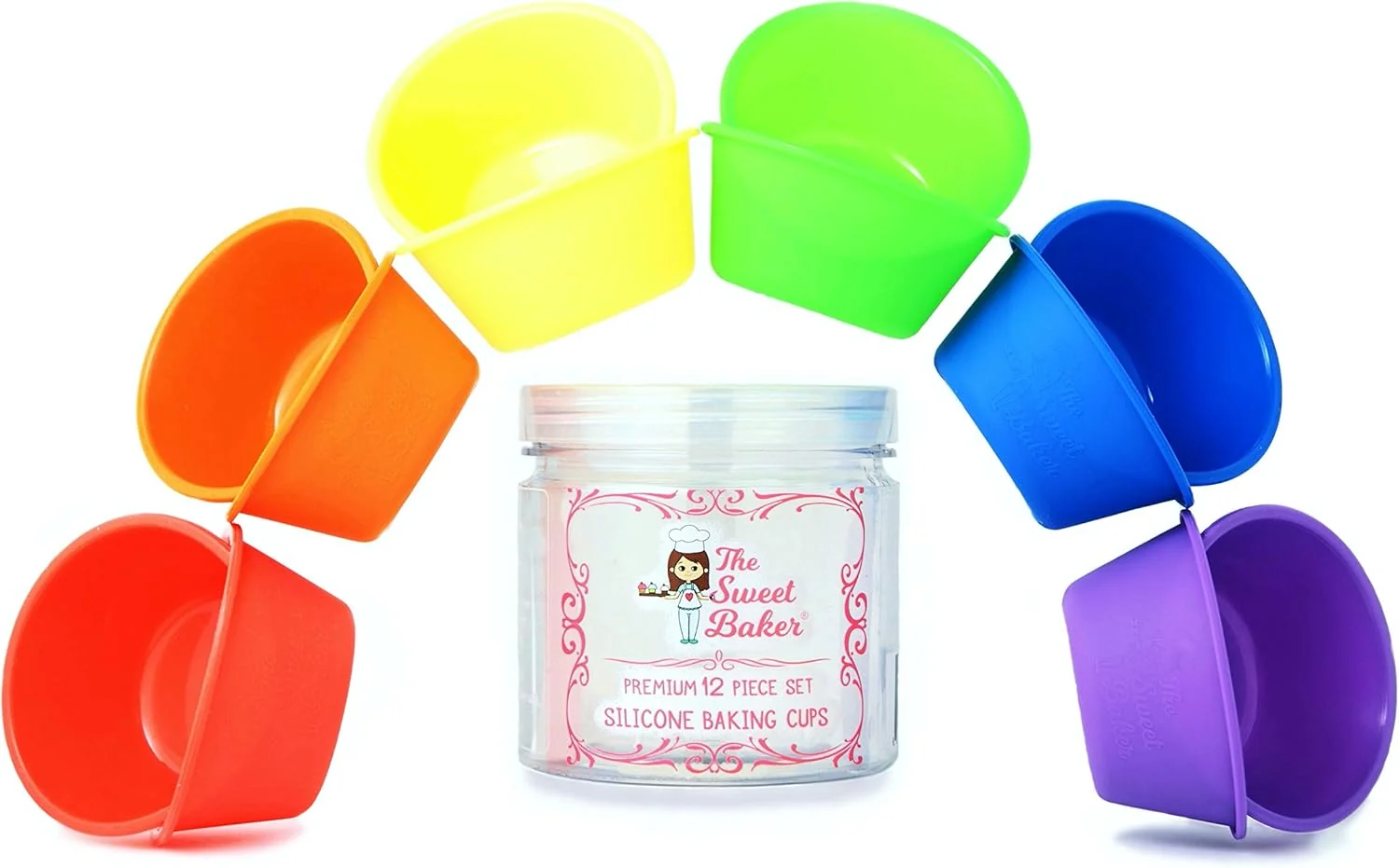 Optimized Professional Silicone Baking Cups Premium 12 Piece Set Reusable Cupcake Muffin Pans BPA Easy-to-Use