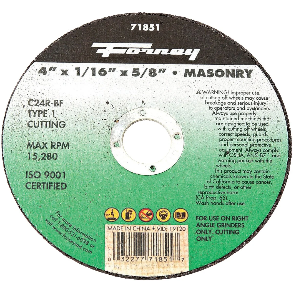 Elite Forney Type 1 4 In. x 1 16 In. x 5 8 In. Masonry Cut-Off Wheel Crafted