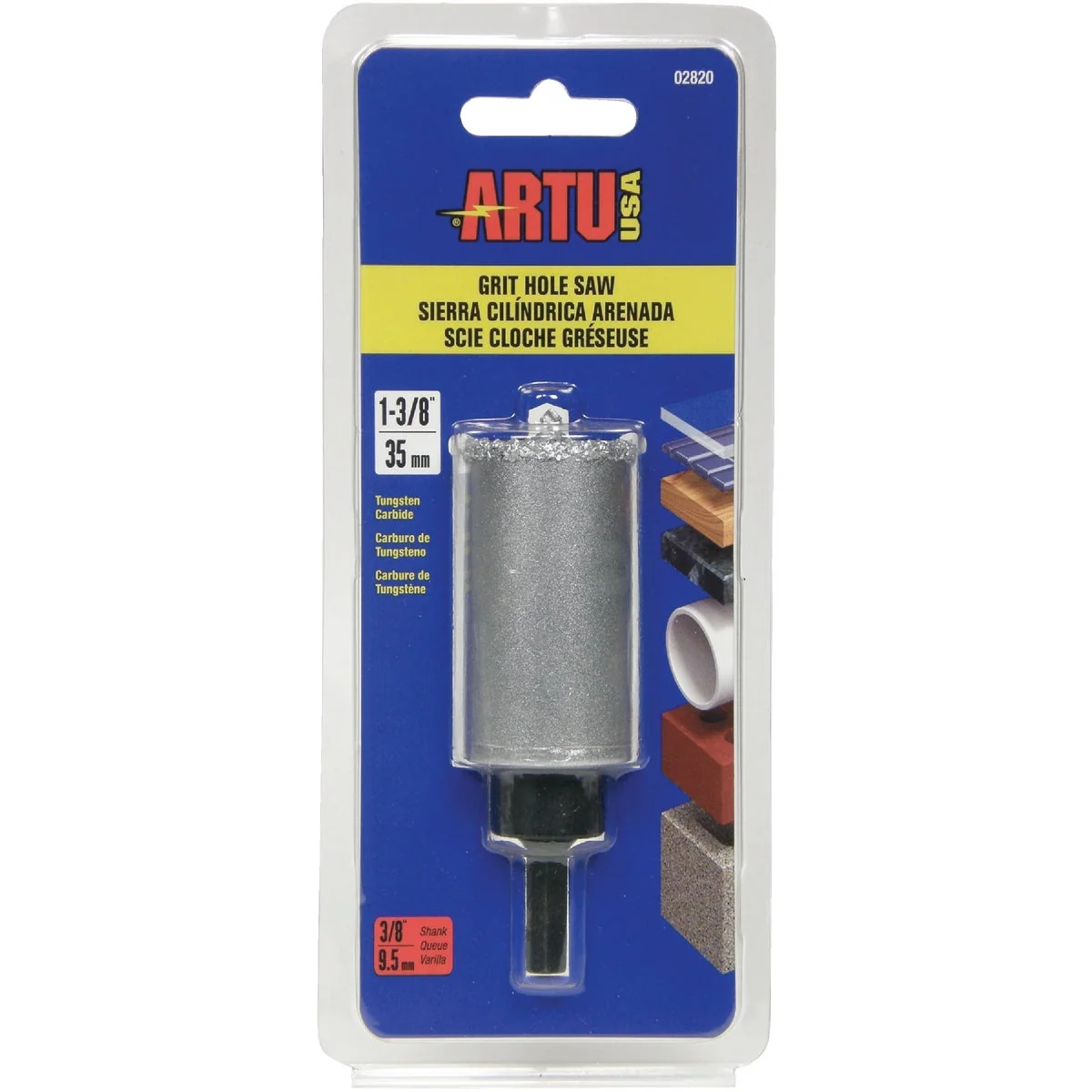 Artisan ARTU 1-3 8 In. Tungsten Carbide Grit Hole Saw with Arbor and Pilot Bit Smart