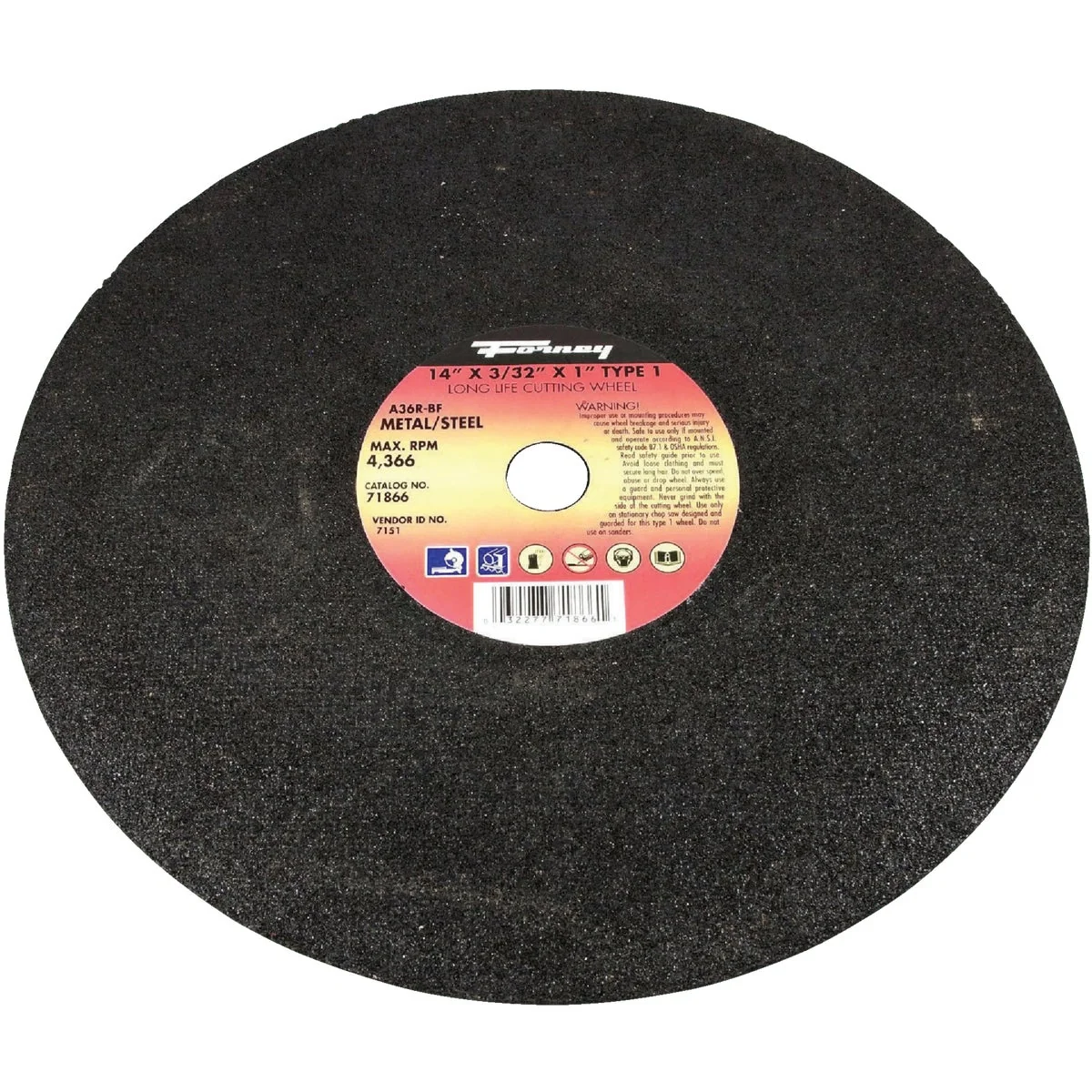Original Forney Type 1 14 In. x 3 32 In. x 1 In. Steel Cut-Off Wheel Dependable