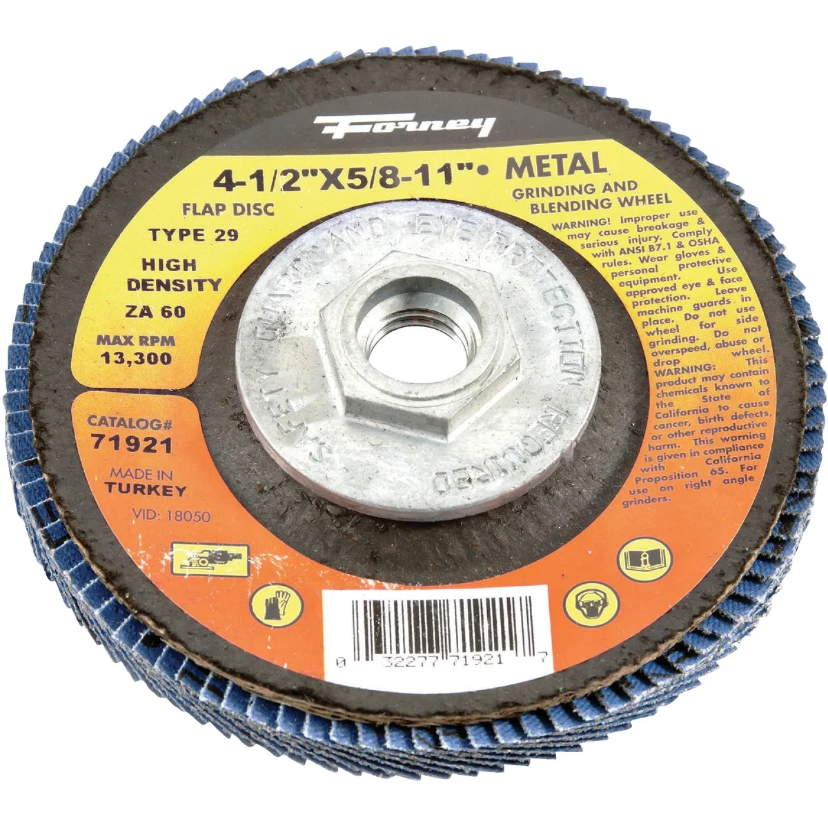 Artisan Forney 4-1 2 In. x 5 8 In.-11 60-Grit Type 29 High Density Blue Zirconia Angle Grinder Flap Disc Natural