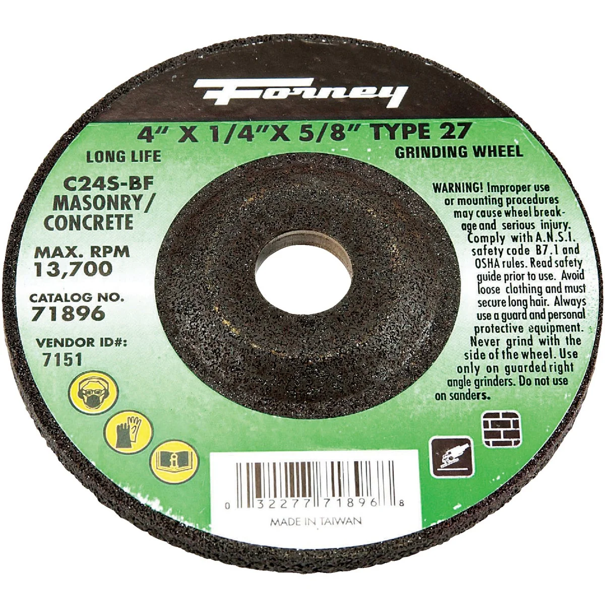 Environmentally Friendly Forney Type 27 4 In. 1x 4 In. x 5 8 In. Masonry Grinding Cut-Off Wheel Innovative