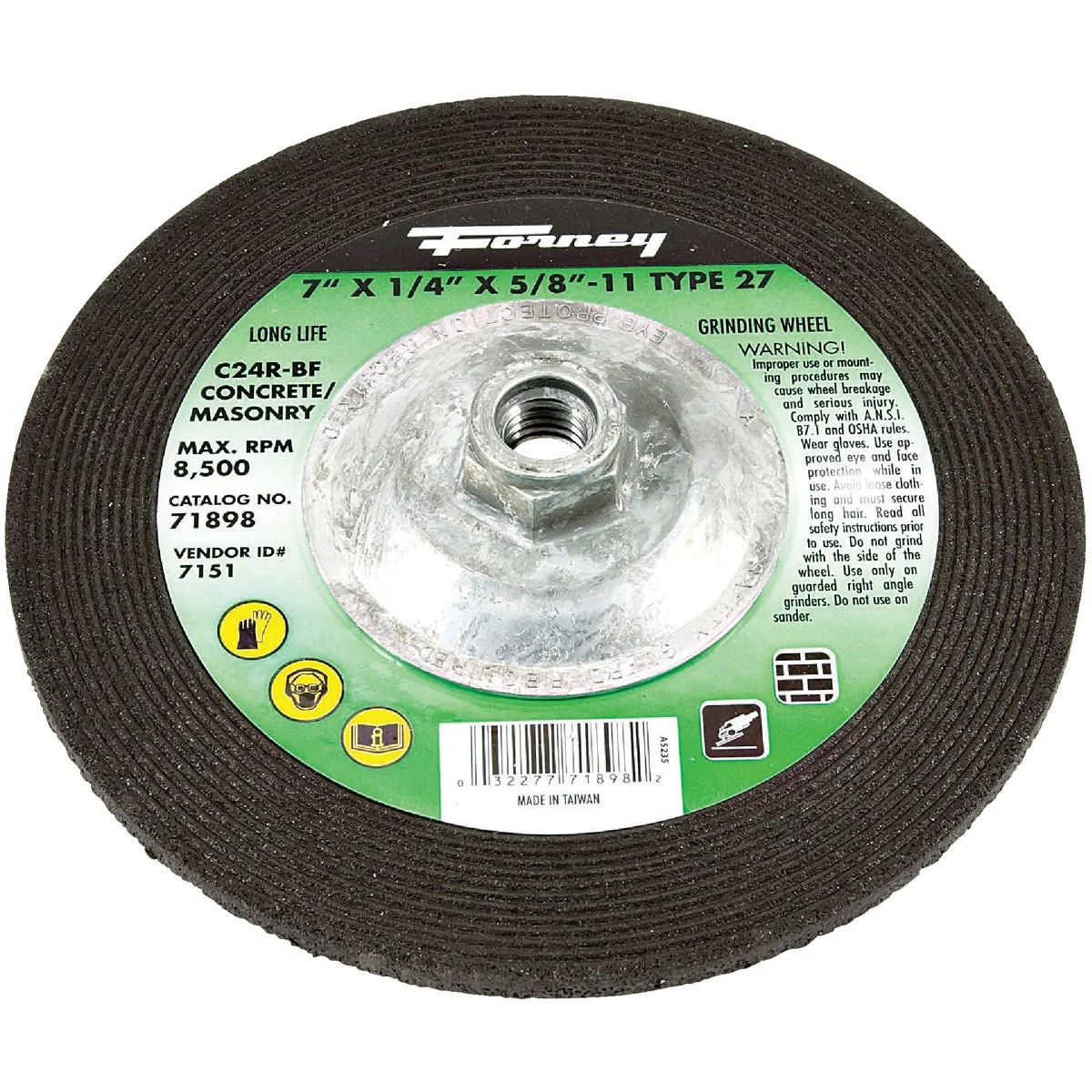 Premium Material Forney Type 27 7 In. x 1 4 In. x 5 8 In.-11 Masonry Grinding Cut-Off Wheel Smart