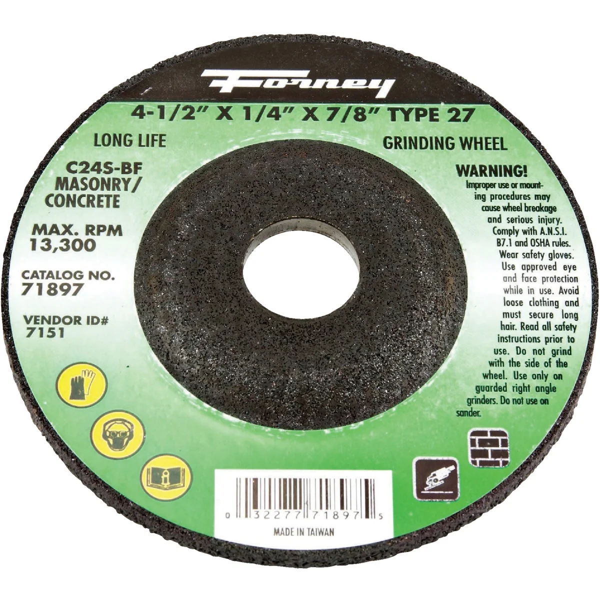First-Class Forney Type 27 4-1 2 In. x 1 4 In. x 7 8 In. Masonry Grinding Cut-Off Wheel Expertly Made