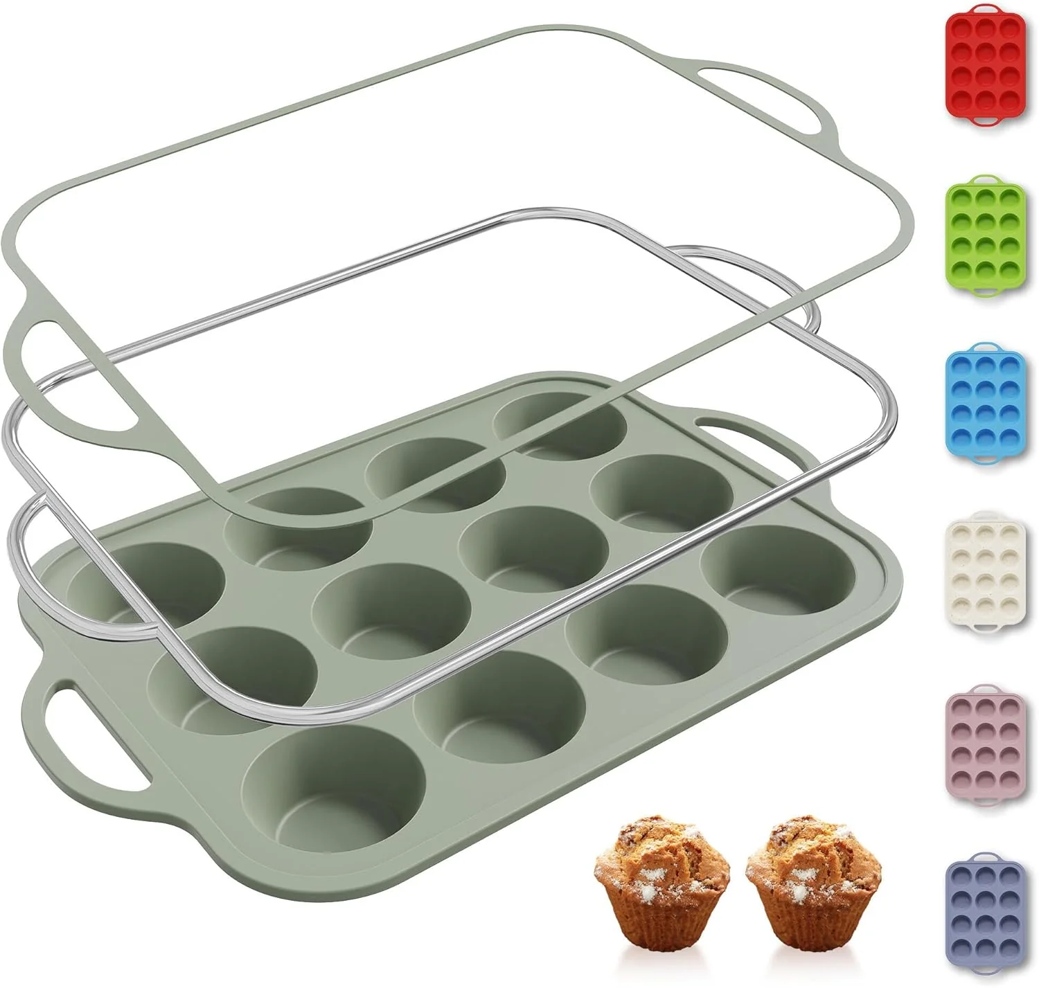 Superior 12 Cups Silicone Muffin Pan with Metal Reinforced Frame Cupcake Pan Tray Egg Molds Parents Stepdad Pawpaw Who Want Nothing Everything Future Groom Bride Law Christmas Xmas Happy Birthday Gifts I Relaxed