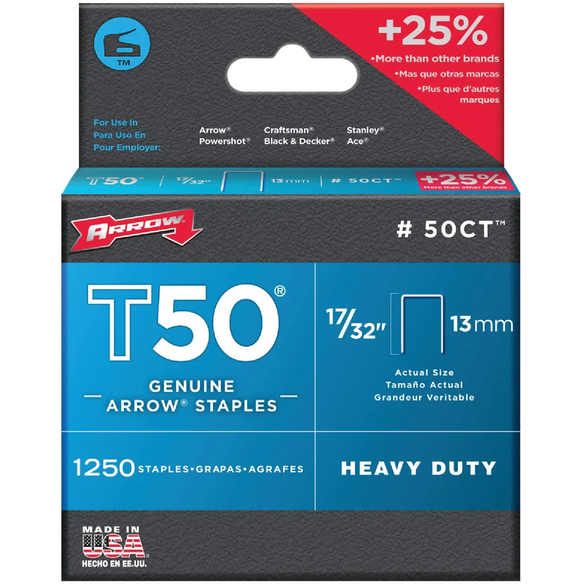 Innovative Arrow T50 Heavy-Duty Staple 17 32 In. 1250-Pack Exclusive