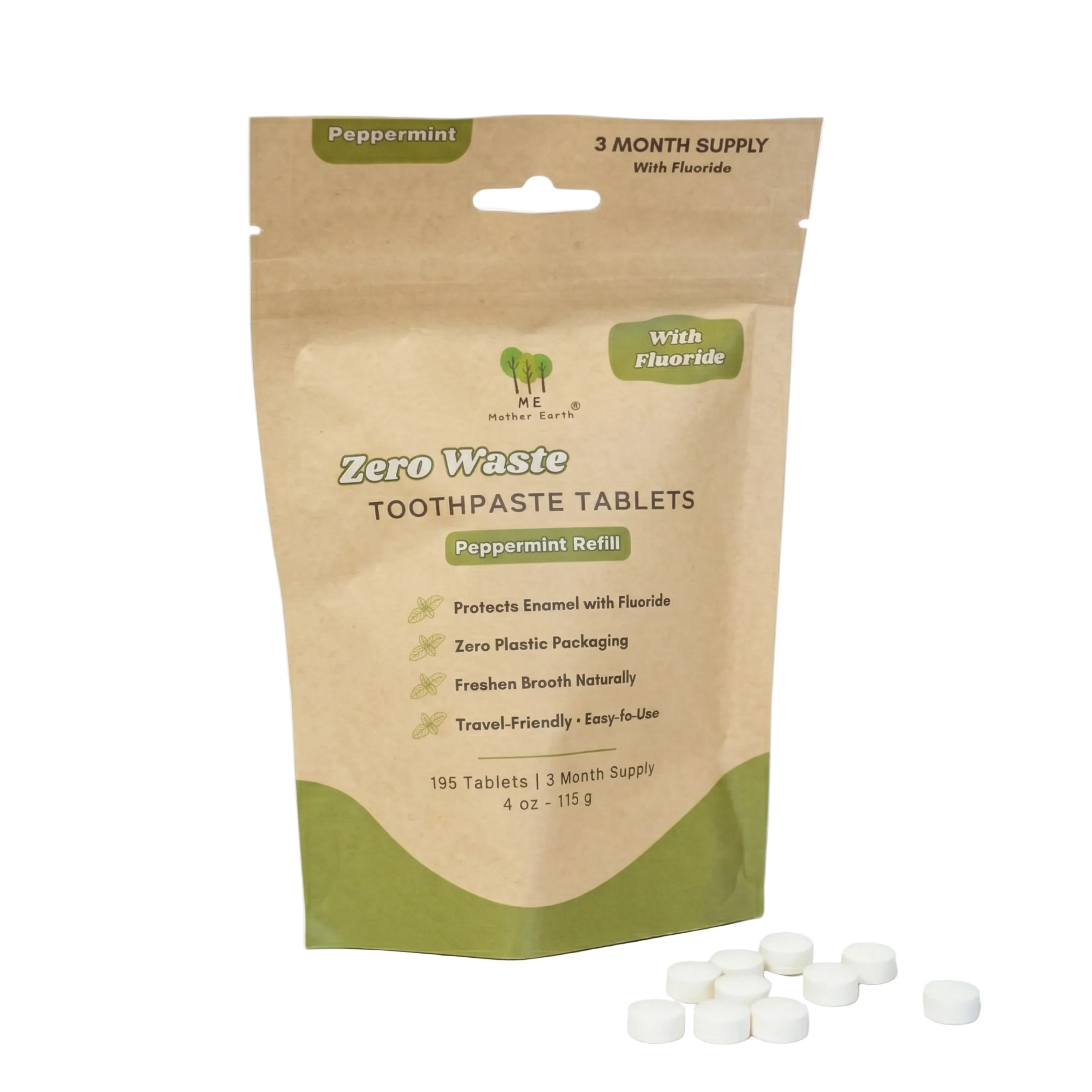 Proven Me Mother Earth Toothpaste Tablets Refill Pouch with Fluoride Authentic