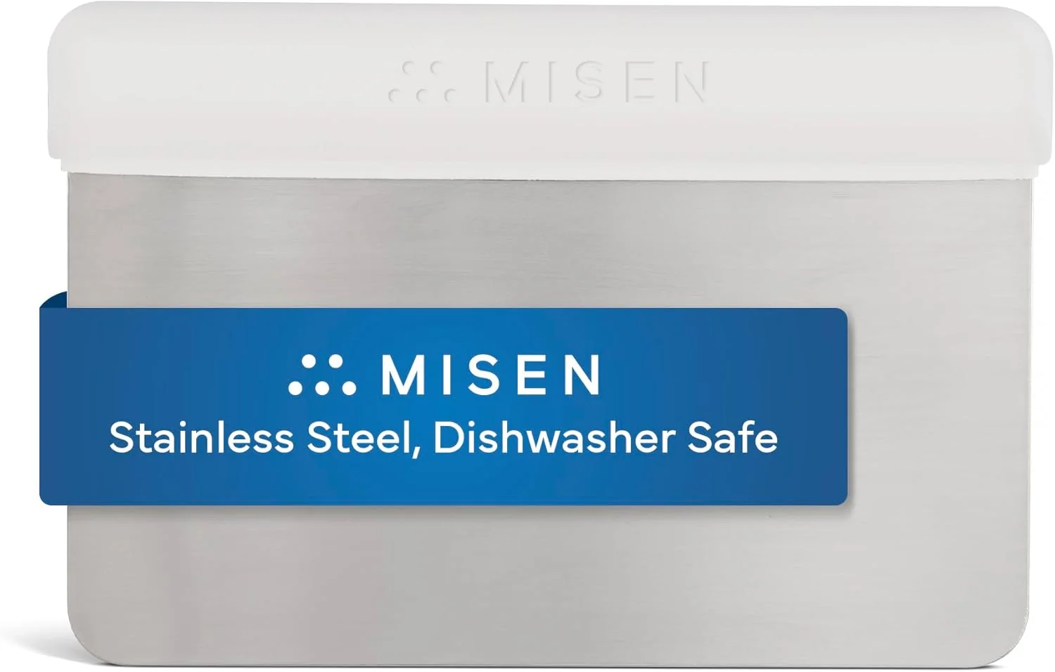 Exclusive Misen Stainless Steel Bench Scraper – Versatile Food Scraper with Walnut Handle – I for Kitchen Pastry Dough – Durable Cutting Board Scraper Tool – Effortless Transfer into Pots Pans – White User-Friendly