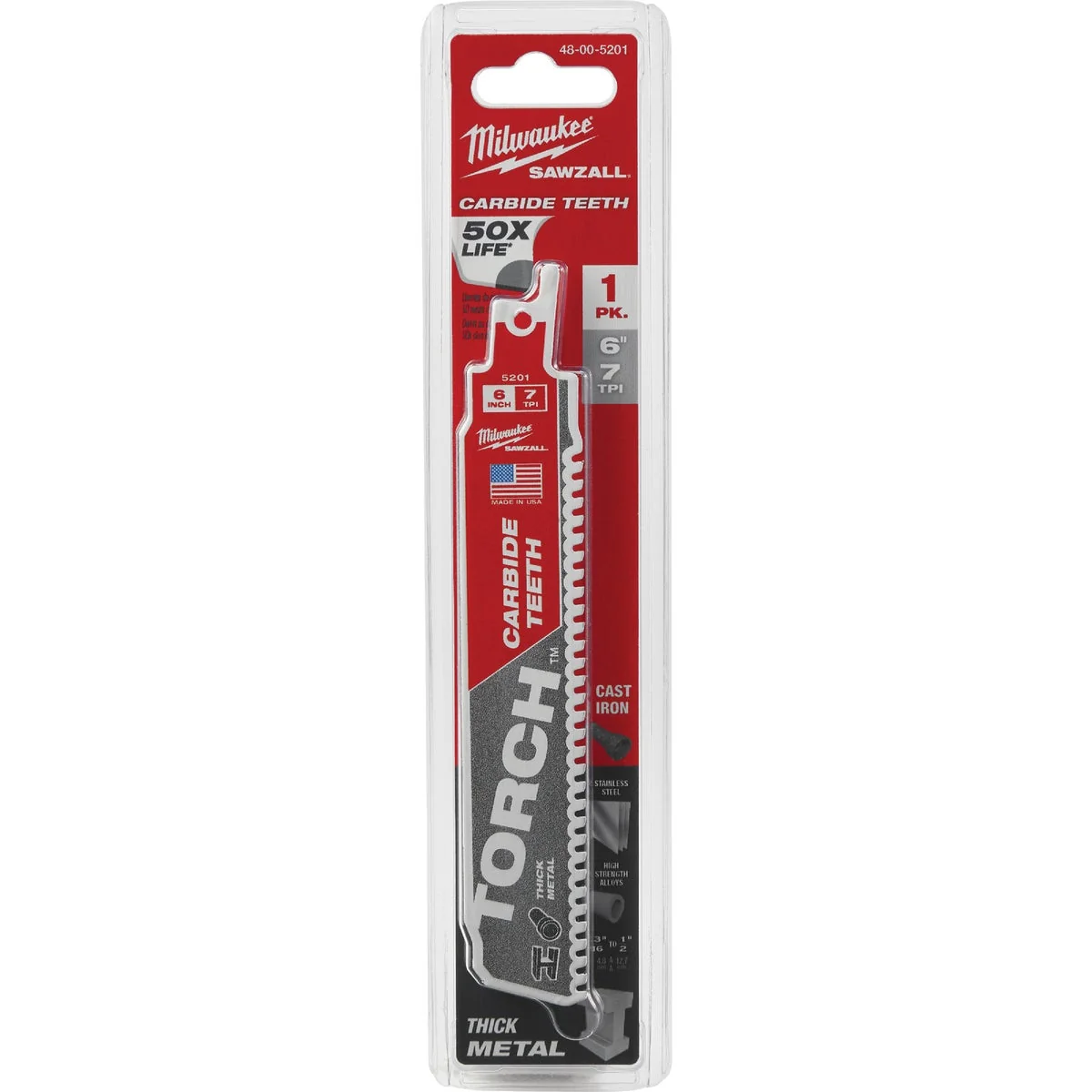 Verified Milwaukee The Torch Sawzall 6 In. 7 TPI Metal Demolition Reciprocating Saw Blade with Carbide Teeth Recyclable