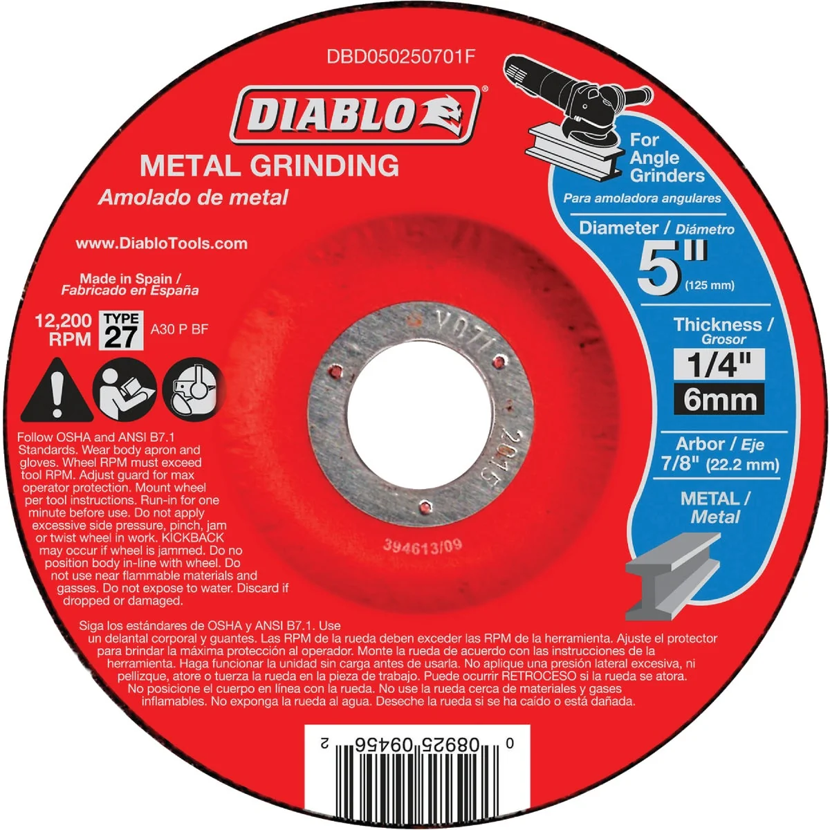 High-Performance Diablo Type 27 5 In. x 1 4 In. x 7 8 In. Metal Grinding Cut-Off Wheel Trusted