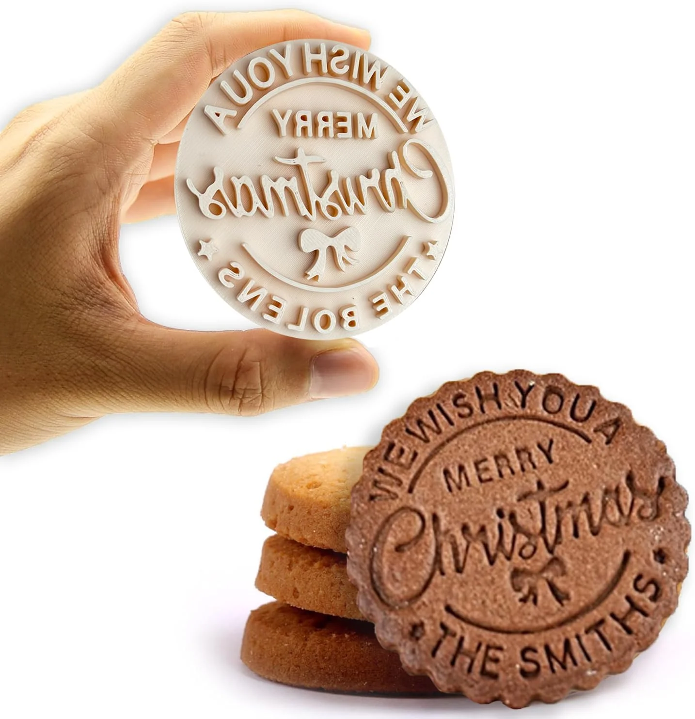 Original Personalized Family Cookie Stamps Customizable Last Name 3D Christmas Cookie Stamps For Fondant Frosting Decorating Cakes Molasses Cupcakes Great Baking Gift for Beginning Bakers High-Quality