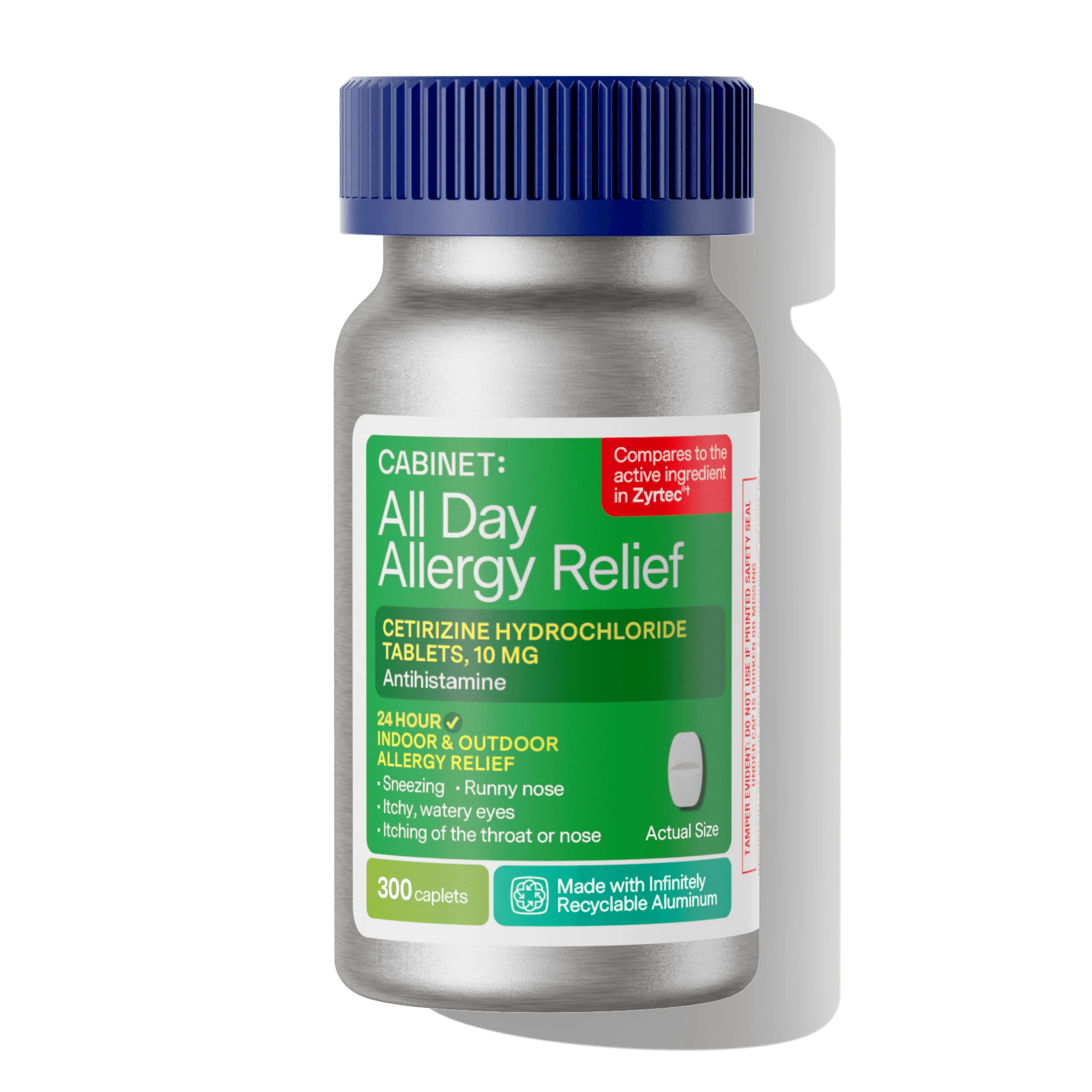 Practical Cabinet Health All Day Allergy Relief Caplets – Cetirizine HCl 10mg Refined