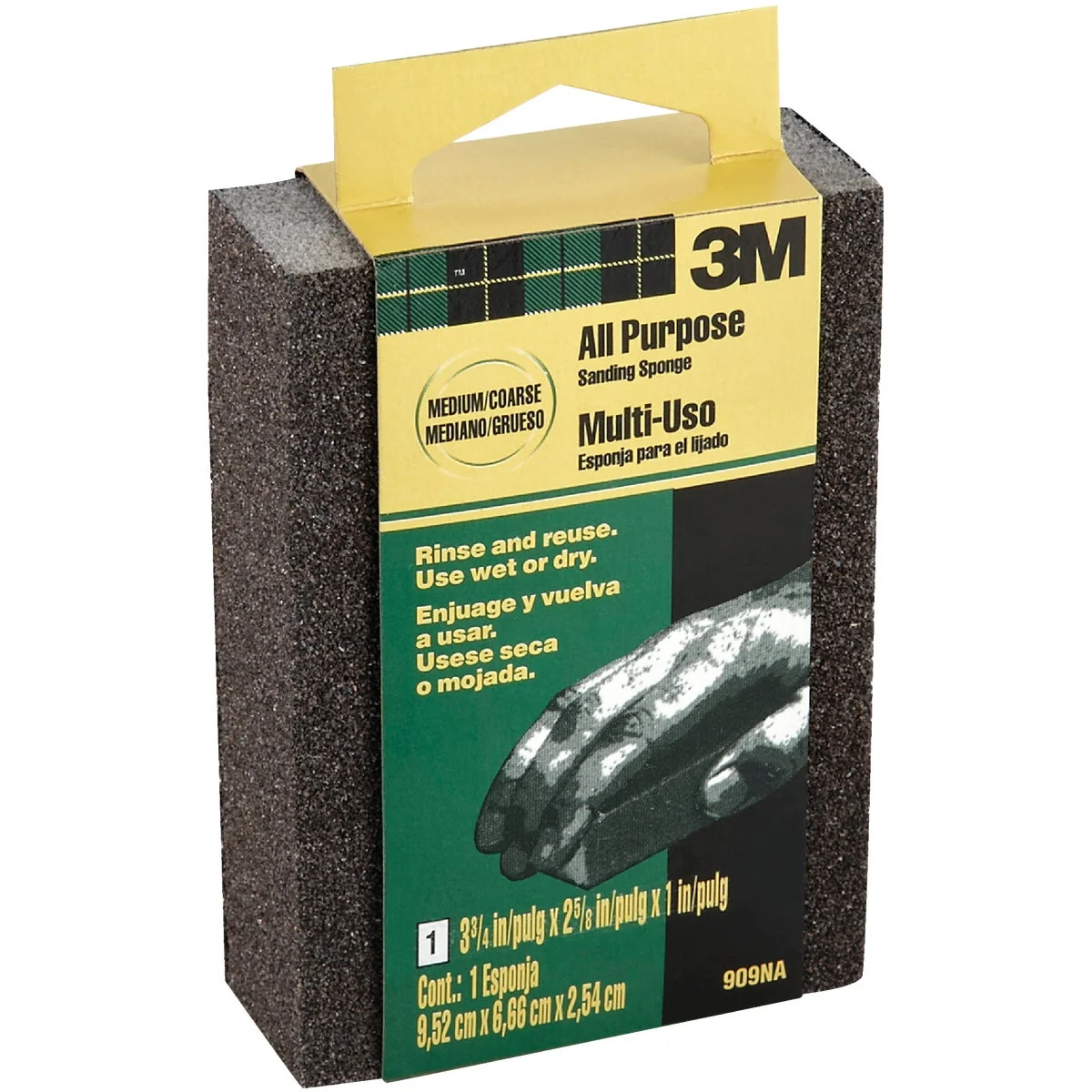 Functional 3M All-Purpose 2-5 8 In. x 3-3 4 In. x 1 In. Medium Coarse Sanding Sponge Smart