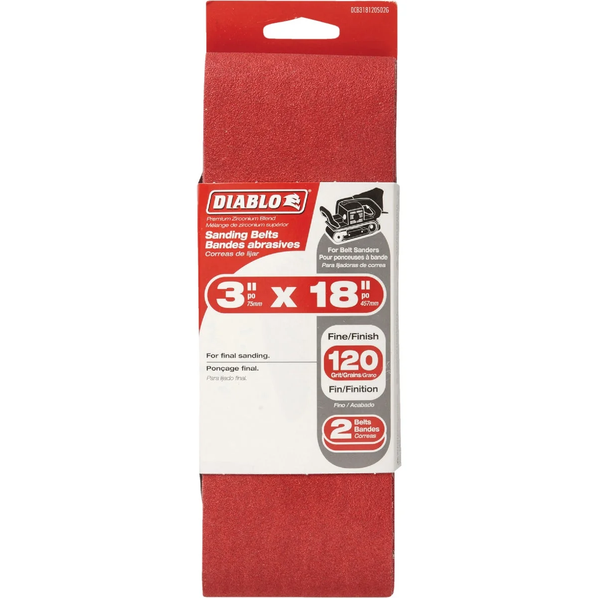 Refined Diablo 3 In. x 18 In. 120 Grit General Purpose Sanding Belt 2-Pack Enhanced