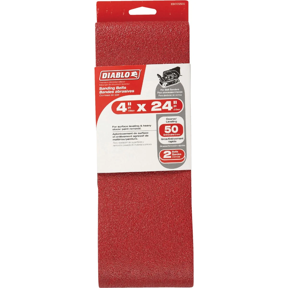 Superior Diablo 4 In. x 24 In. 50 Grit General Purpose Sanding Belt 2-Pack Lightweight