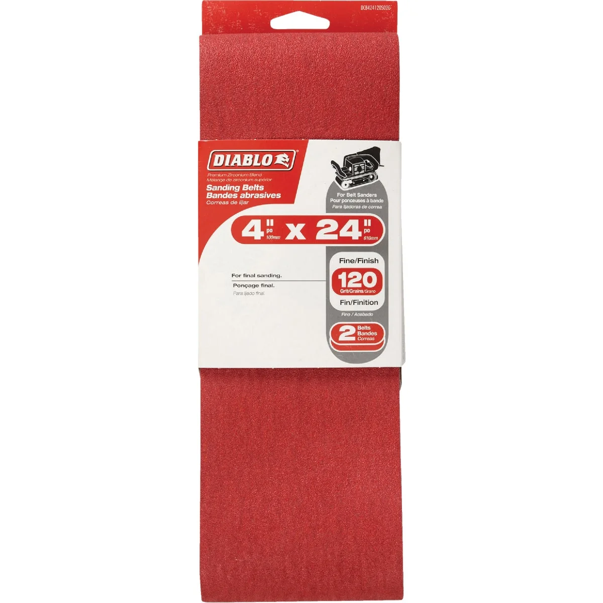 Fashionable Diablo 4 In. x 24 In. 120 Grit General Purpose Sanding Belt 2-Pack Flexible