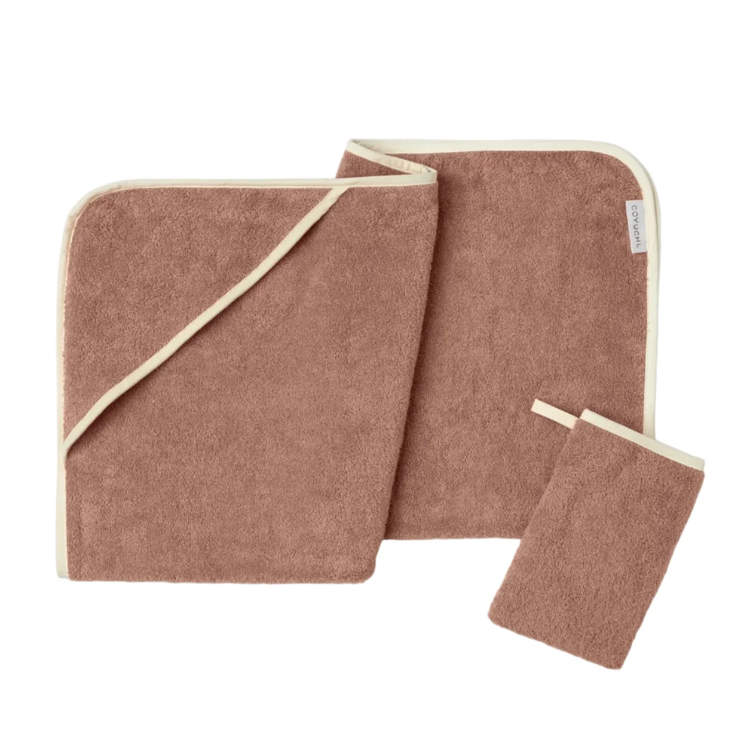 Functional Coyuchi Cloud Loom™ Organic Baby Hooded Towel and Bath Mitt Set Relaxed