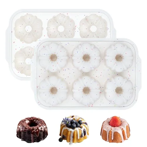 Eco-Friendly 3 Inch Mini Fluted Tube Cake Pans for Baking with Metal Reinforced Frame 2 Count Trusted