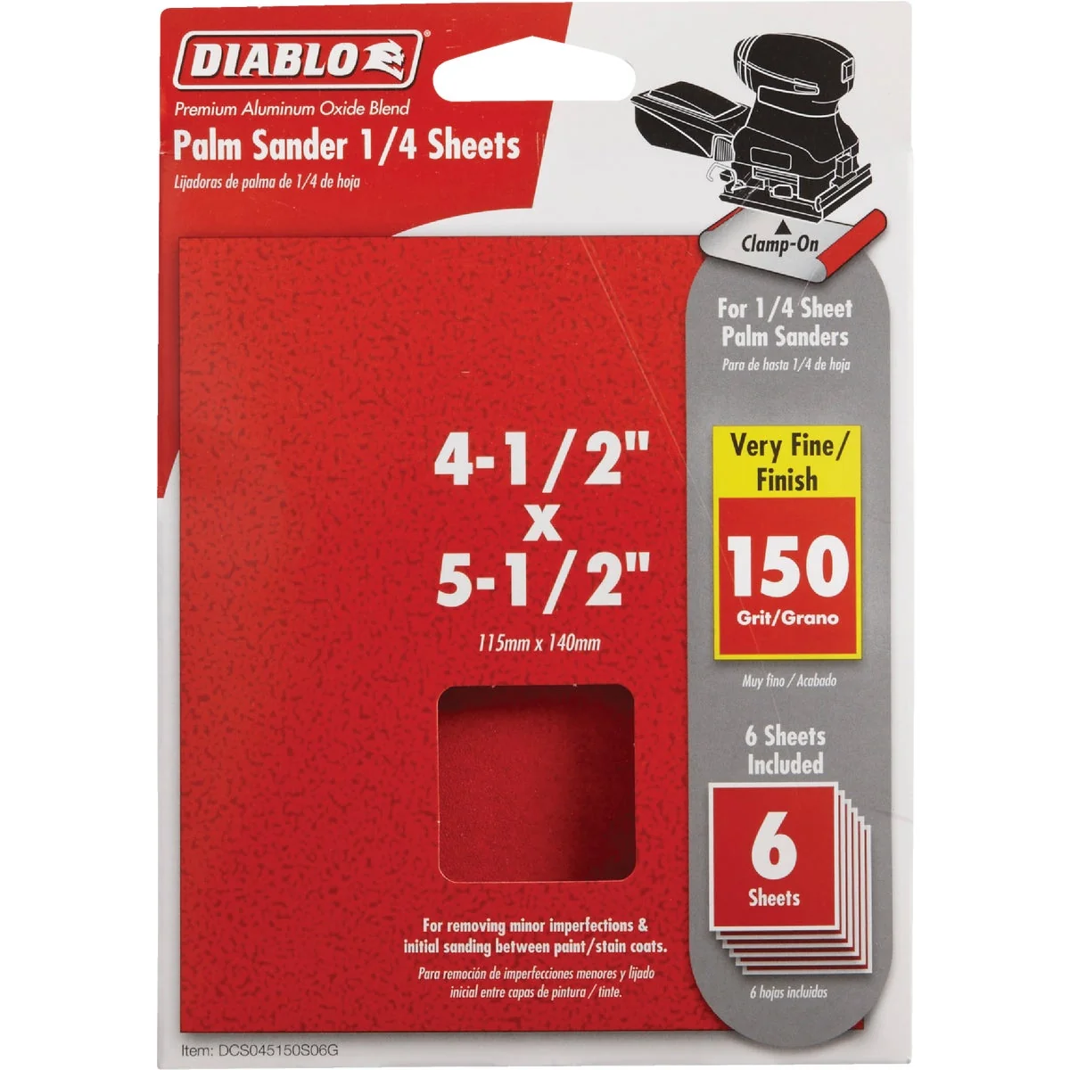 Trusted Diablo Clamp-On 150 Grit 4-1 2 In. x 5-1 2 In. 1 4 Sheet Power Sanding Sheet 6-Pack Authentic