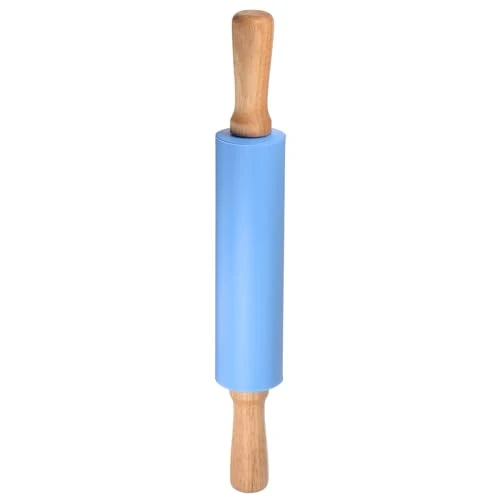 Original Silicone Rolling Pins for Baking 15 Inch Wooden Handle Non Stick Rolling Pin Small Roller Playdough Rolling Pins for Dough Pizza Pastry Fondant Kitchen Trusted