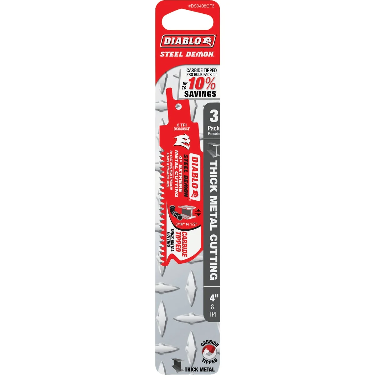 Refined Diablo Steel Demon 4 In. 8 TPI Carbide Thick Metal Reciprocating Saw Blade 3-Pack Elegant