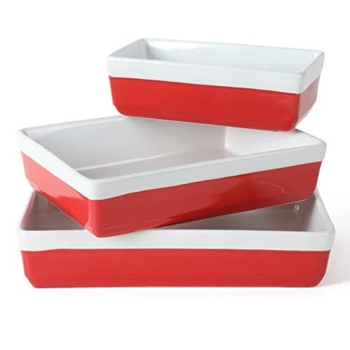 Official 3 Piece Oven to Table Stoneware Bakeware Set Genuine