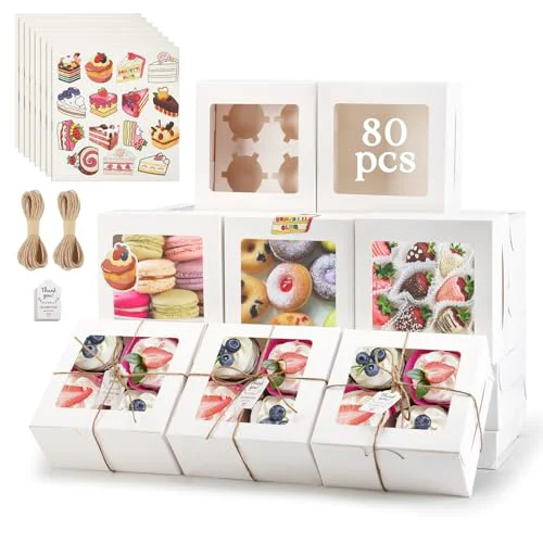 High-Performance Cupcake Boxes with Window 80 Count Clean
