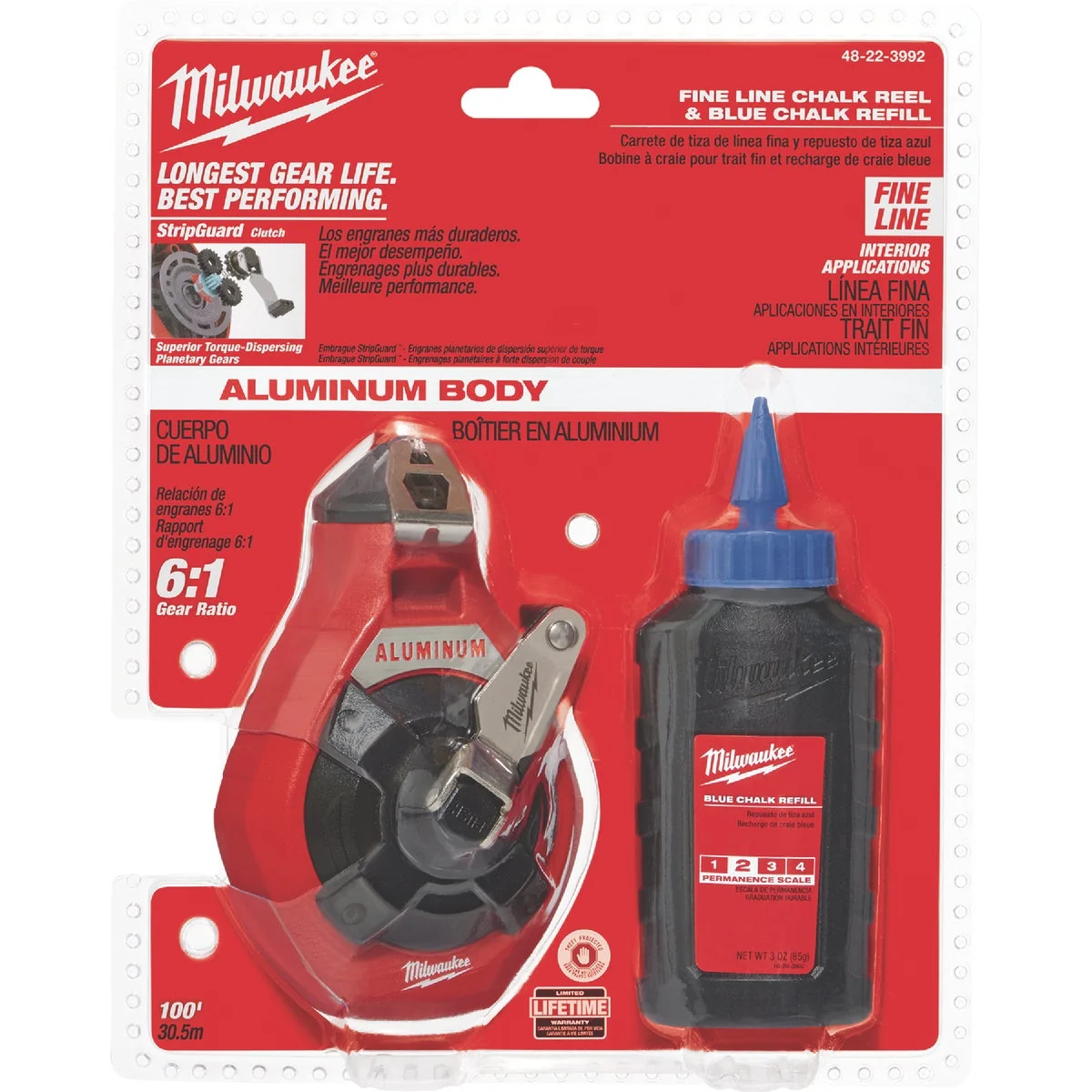 Top-Quality Milwaukee 100 Ft. Fine Chalk Line Reel and Chalk Blue Unique