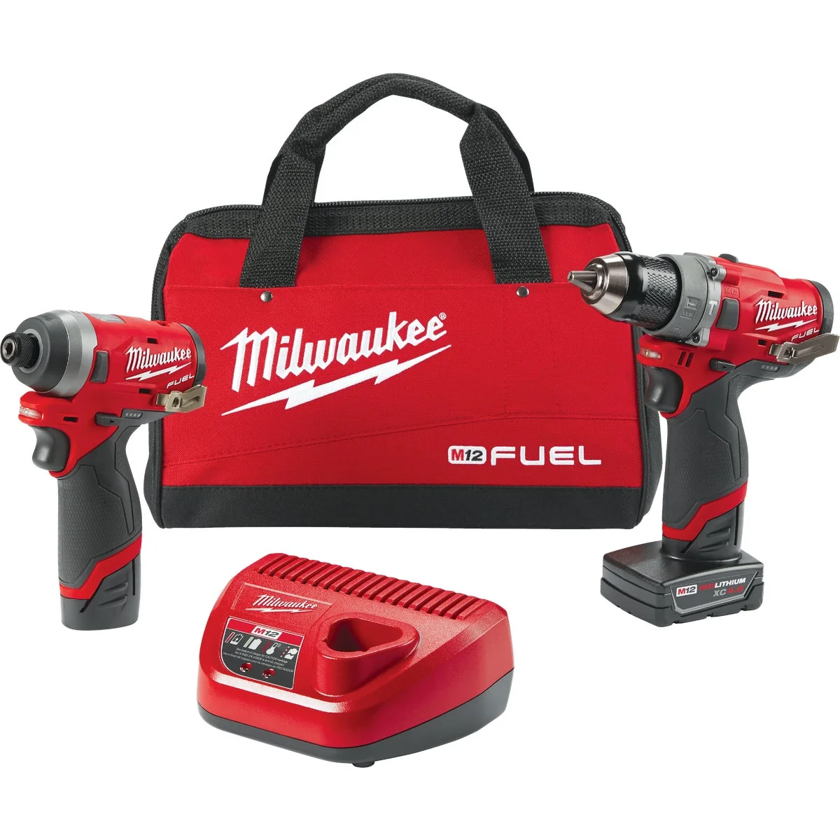 Specialty Milwaukee 2-Tool M12 FUEL 12V Lithium-Ion Brushless Hammer Drill Impact Driver Cordless Tool Combo Kit User-Friendly