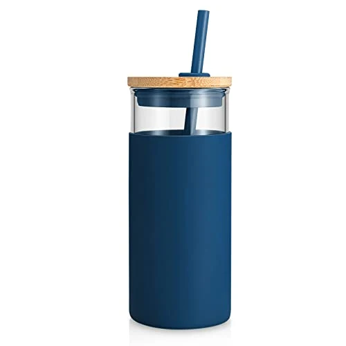 Exclusive 20 oz Glass Tumbler with Lids and Straws Specialty