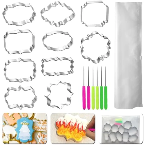 Responsible Frame Cookie Cutters 10 Shapes with 6 Cookie Scribes 1 Storage Bag 17 Count Genuine