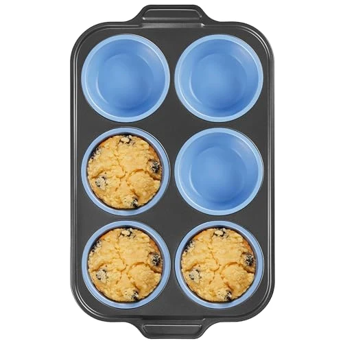 Expertly Made Jumbo Silicone Muffin Pan with Metal Frame Enhanced