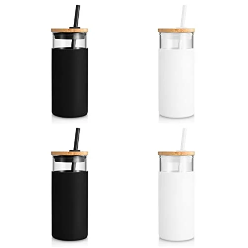 Carefully Designed 20 oz Glass Tumbler with Lid and Straw Soft
