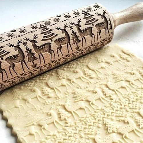 Elite Christmas Wooden Rolling Pin for Baking Optimized