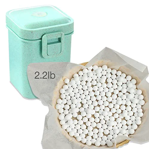 Quality 2.2Lb Ceramic Pie Weights Baking Beans Pie Crust Reusable 10mm Weights Natural Ceramic Stoneware with Wheat Straw Container Prestigious