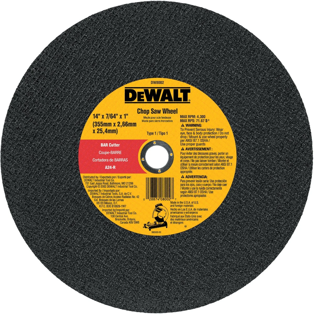 Outstanding DeWalt HP Type 1 14 In. x 7 64 In. x 1 In. Metal Cut-Off Wheel Classic
