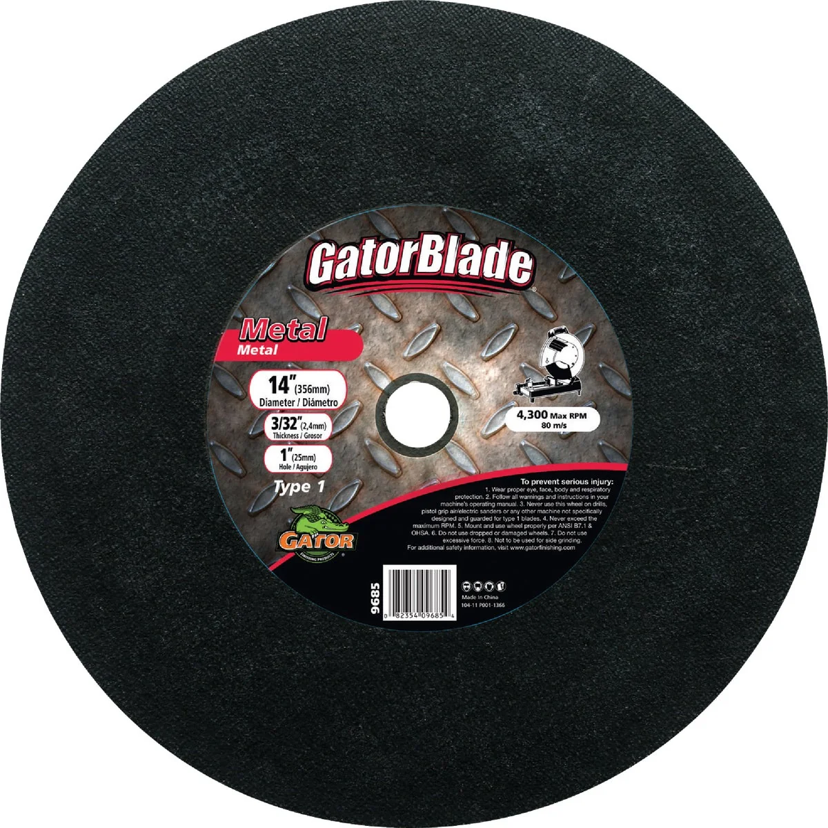 Premium Gator Blade Type 1 12 In. x 3 32 In. x 1 In. Metal Cut-Off Wheel Environmentally Friendly