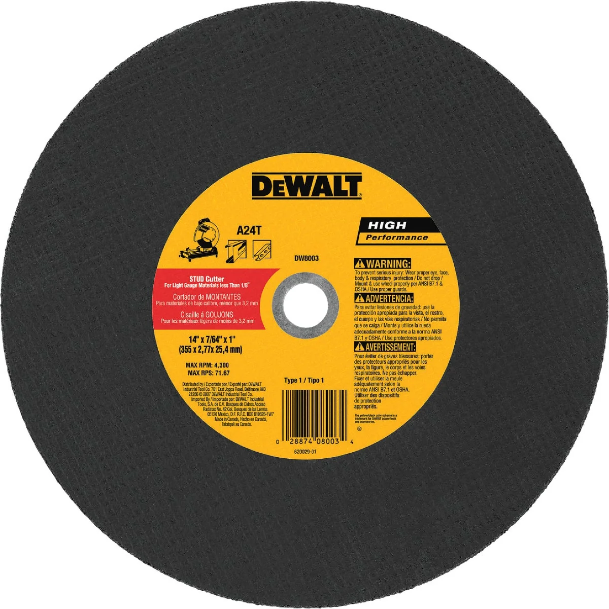 Sophisticated DeWalt HP Type 1 14 In. x 7 64 In. x 1 In. Metal Studs Cut-Off Wheel Crafted
