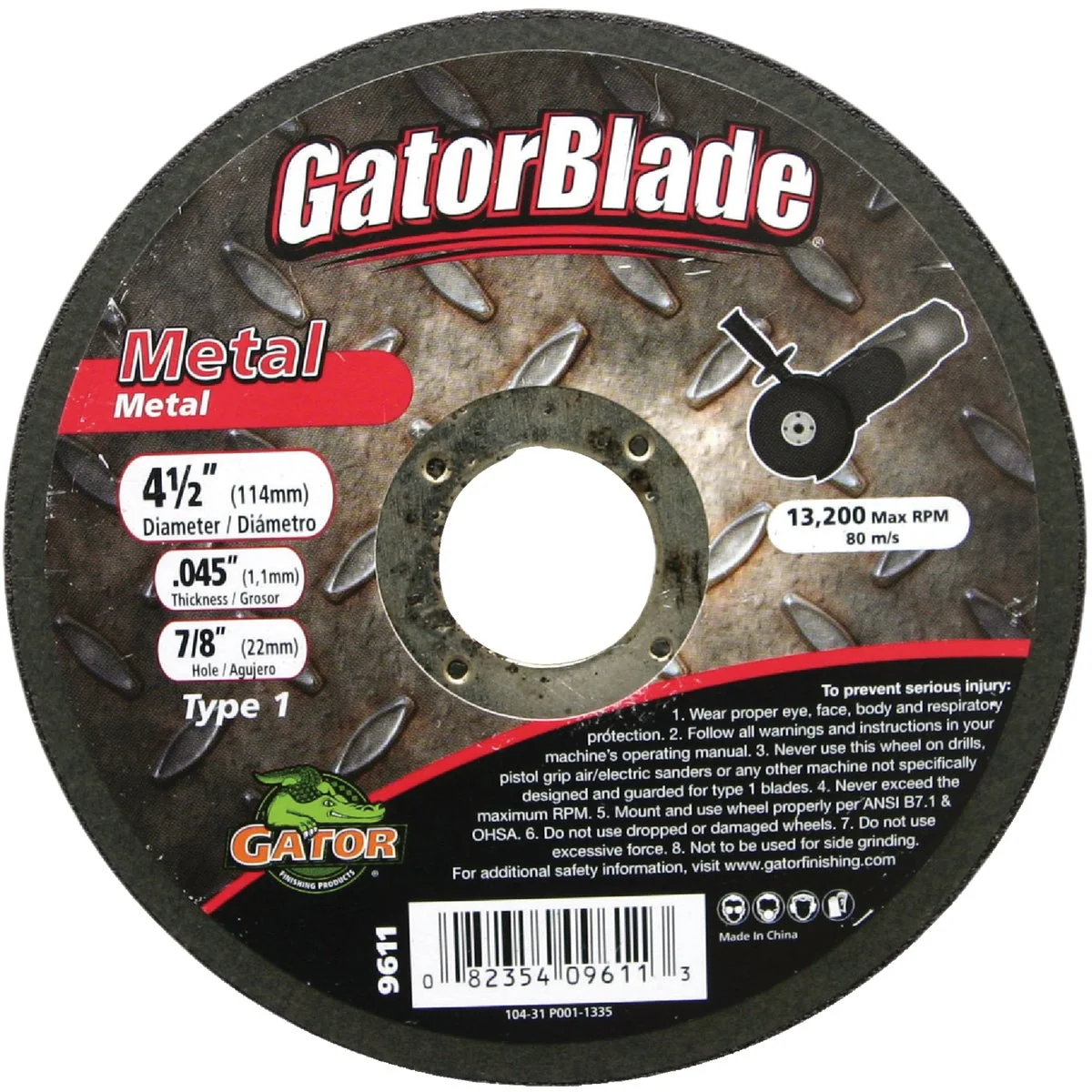 Pure Gator Blade Thin Cut Type 1 4-1 2 In. x 0.045 In. x 7 8 In. Metal Cut-Off Wheel Easy-to-Use