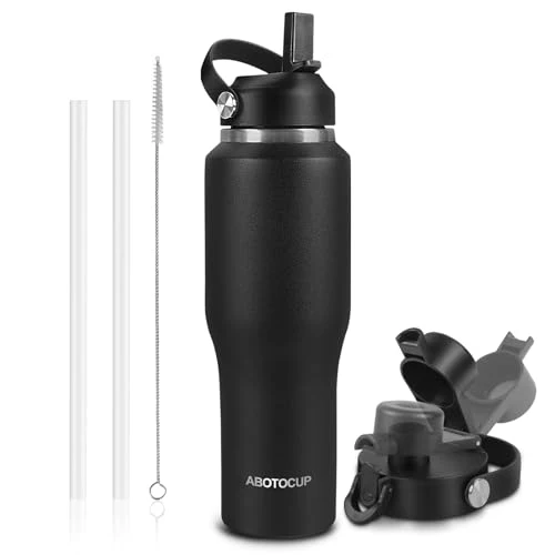 Smart 32oz Black Water Bottle Stainless Steel Convenient