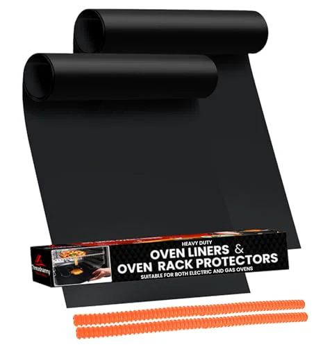 Safe Oven Liners for Bottom of Oven 17 x 25 and Silicone Rack Guards Orange 22 4 Count Breathable