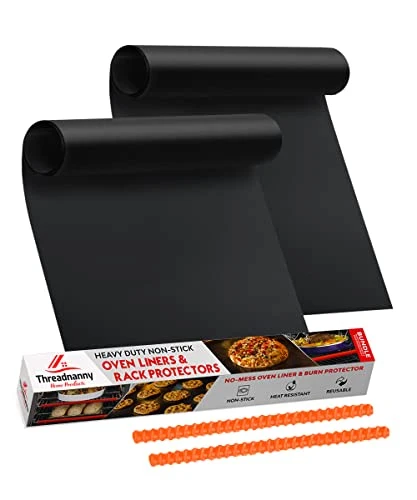 Advanced Oven Liners for Bottom of Oven 17 x 25 and Silicone Rack Guards Orange 14 Traditional