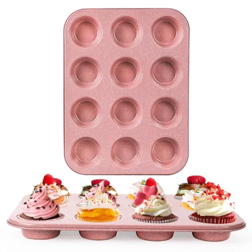 Authentic 2 Pack Pink Nonstick Muffin Pans 2 Count Effective