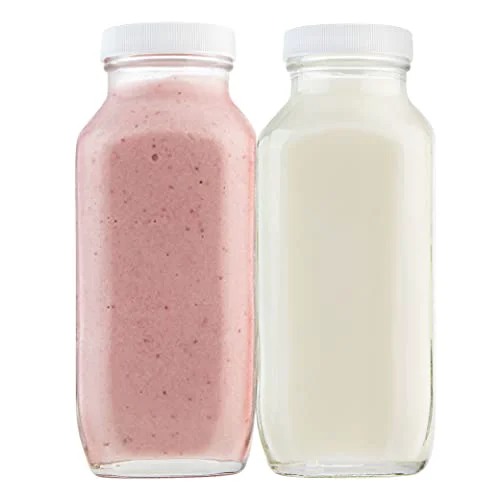 Efficient 16 oz Glass Milk Bottle with Lid 2 Count Specialty