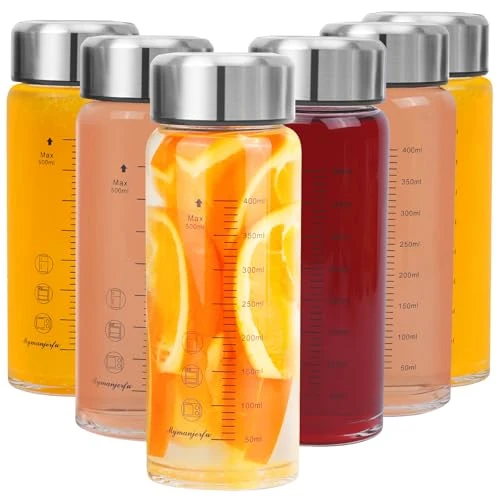 Certified Glass Juice Bottles 6 Pack 16 oz 6 Count Unique