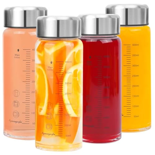 Exceptional Glass Juice Bottles 4 Pack 16 oz 4 Count Soft